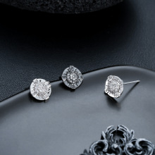水钻耳钉男生时尚潮流轻奢圆形满钻耳饰女高级感百搭耳扣饰品批发