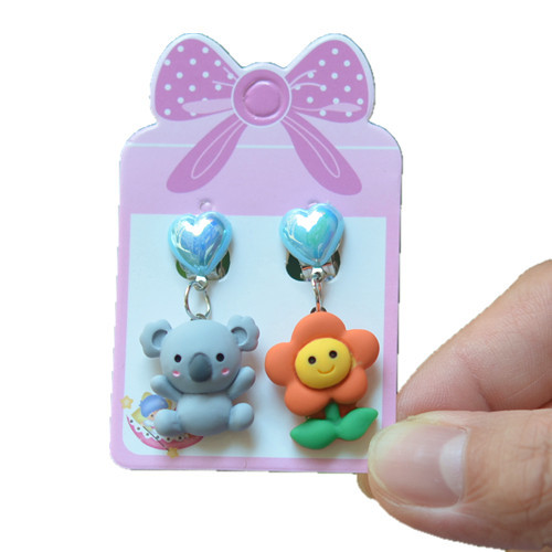 Cute Animal Rainbow Heart Shape Plastic Stoving Varnish Kid's Ear Clips 1 Pair display picture 18