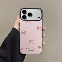 粉红蝴蝶结适用iphone17苹果手机壳16羽纱15手机套14ins风13支架x