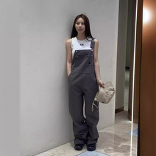 Jennie同款韩国潮牌restandrecreation宽松直筒RR工装牛仔背带裤