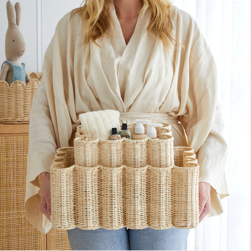 Cesta de almacenamiento de tejido de caña nórdica tejida a mano cesto de almacenamiento de artículos de baño cesto de almacenamiento de juguetes decorativos residenciales cesto de artículos diversos