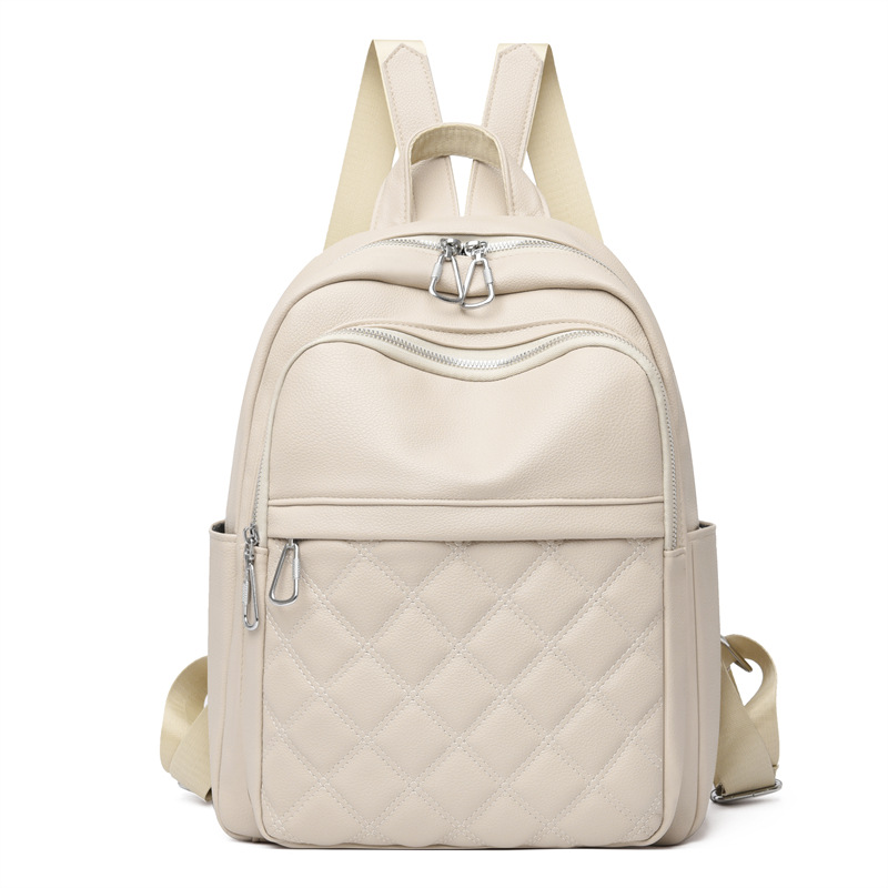 Bolsos para mujer 2024 nueva moda para mujer mochila de cuero suave simple color sólido mochila de viaje de gran capacidad al por mayor