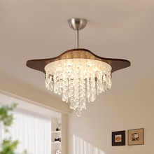 中古风胡桃木水晶吊灯复古新中式客厅主灯餐厅吊灯走廊茶室装饰灯
