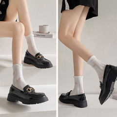 白色花邊襪子女中筒襪春夏季薄款蝴蝶結韓版百搭可愛日系學生長襪