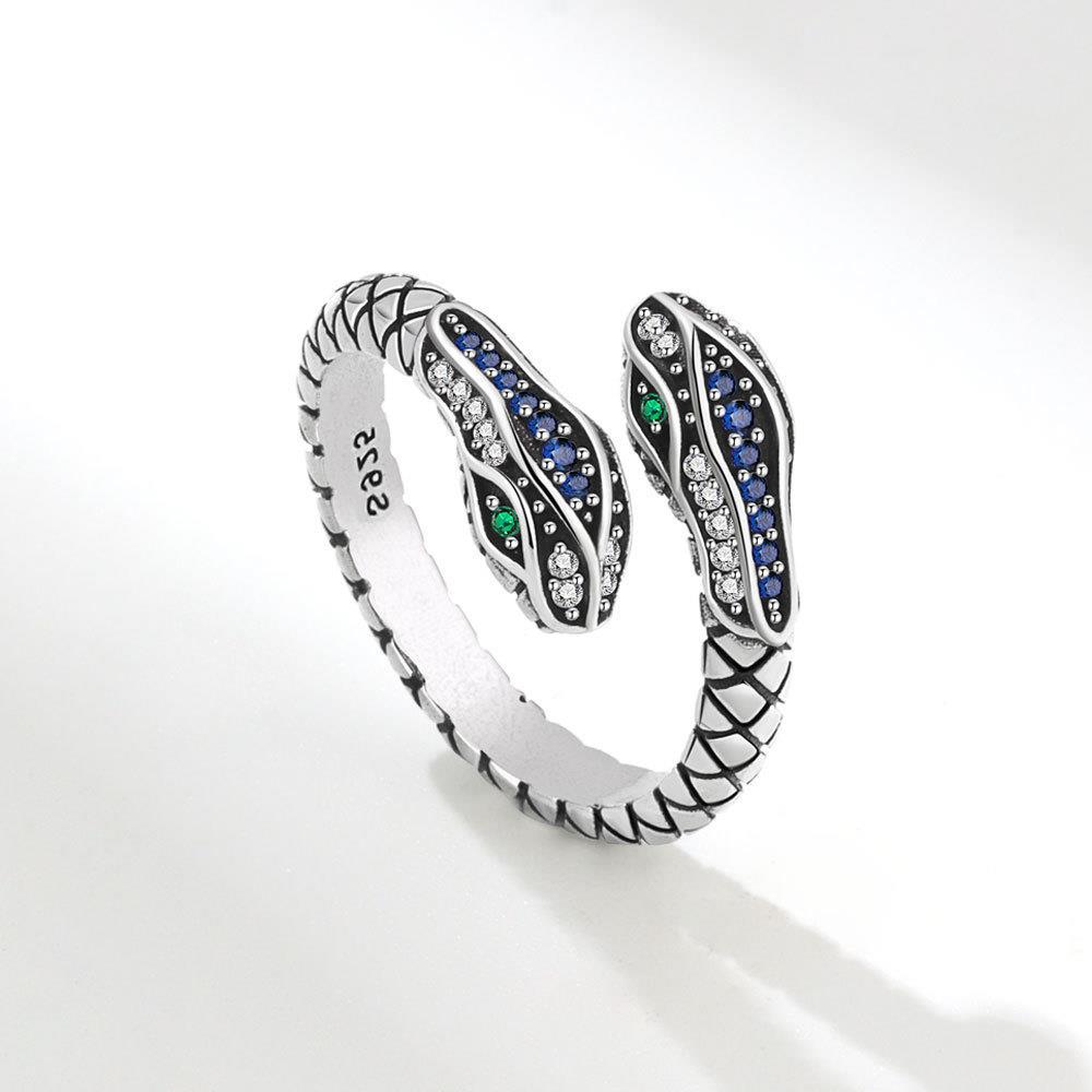 european and american diamond retro snake ring ring personalized hip hop party holiday ring street snap fashion finger ornament