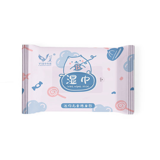 Wet Wipes Pack 10 Pieces Advertising Wet Wipes Paper Cleaning Removable Hand Mouth Baby Wet Wipes Mini Portable Wet Wipes