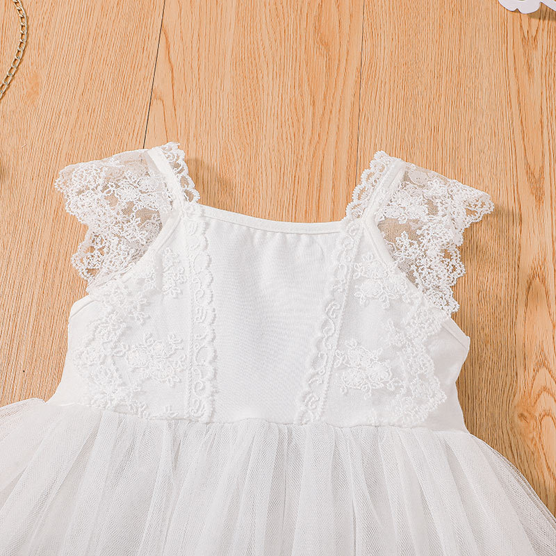 new little girl princess dress white summer girls suspender dresspicture3