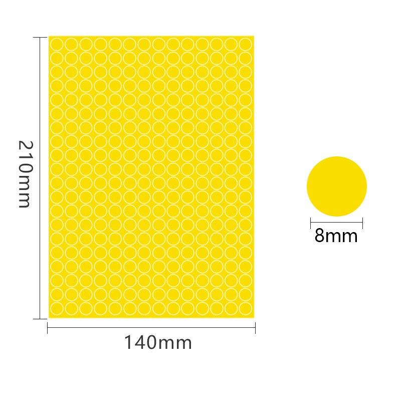 A5 adhesivo adhesivo 8mm cartón de cobre de color punto punto de etiqueta de marca de clasificación de punto de onda de mes pegatinas redondas escritas a mano