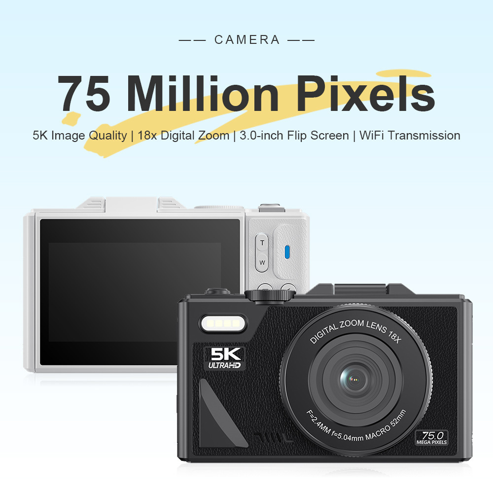 Cross-Border New Product Digital Camera Student Party Ccd Card Camera Flip Screen Wifi Beauty High-Definition Digital Camera