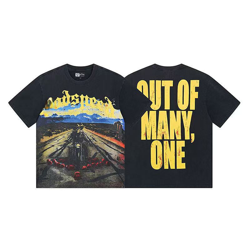 25ss アメリカのトレンディなブランド GOD ロックバンド ヒップホップ レタープリント 半袖 高品質 コットン Tシャツ カップル同スタイル|undefined
