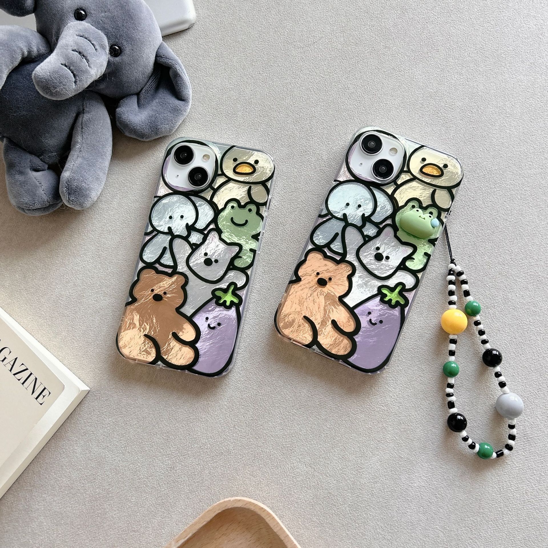Divertido animal de berenjena de dibujos animados para Apple 14/15Pro nueva funda para teléfono móvil 16Promax nicho 13 niñas