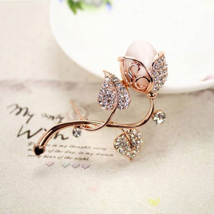 Tulpenblüten Perlenbrosche Für Herren, Elegante Kristallnadel_voghion.com