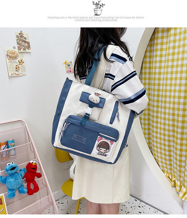 Canvas bag, large-capacity crossbody bag for women, Japanese and Korean version single-shoulder bag, student class tutorial bag, versatile ins trendy book undefined