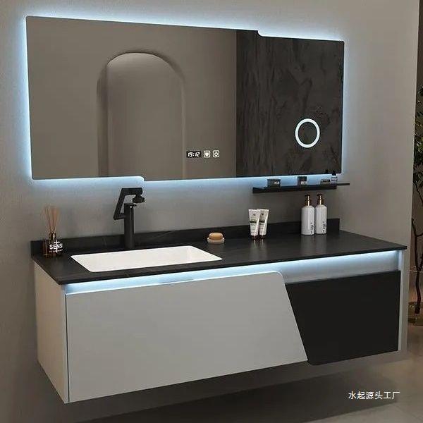 Oak Smart Bathroom Cabinet Rock Plate Ceramic Seamless All-in-One Basin Simple Bathroom Cabinet Washbasin Sink Sink Sink