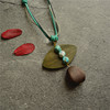 Accessories, wooden pendant with tassels, necklace, sweater, cotton and linen, new collection, simple and elegant design