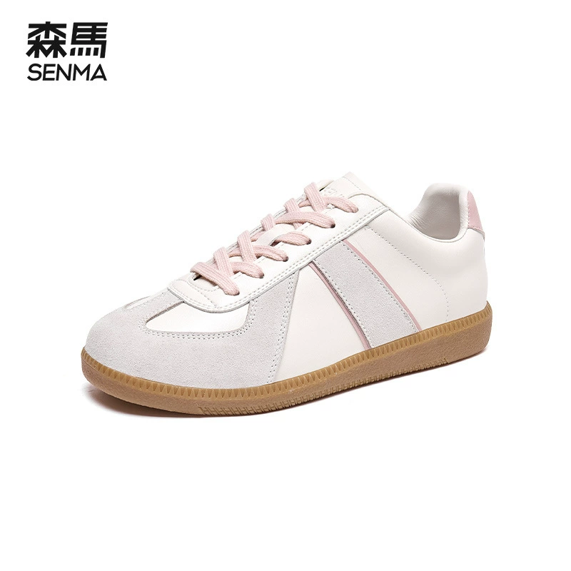 Кроссовки (Semir) спортивные универсальные с мягкой подошвой, белые/бежево‑розовые, 35–40