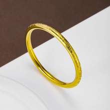 新中式金色万福刻字古法素圈手镯女钛钢不掉色小众时尚百搭首饰品