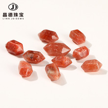 晶德珠宝 天然金太阳石双尖六角柱散珠diy饰品配件半成品珠子批发