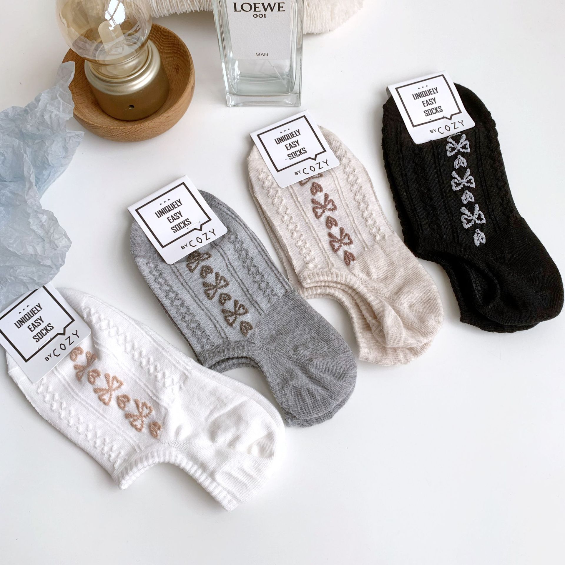 袜子夏季新款东大门女士棉蝴蝶结巴洛克法式甜美短袜韩国袜子女袜