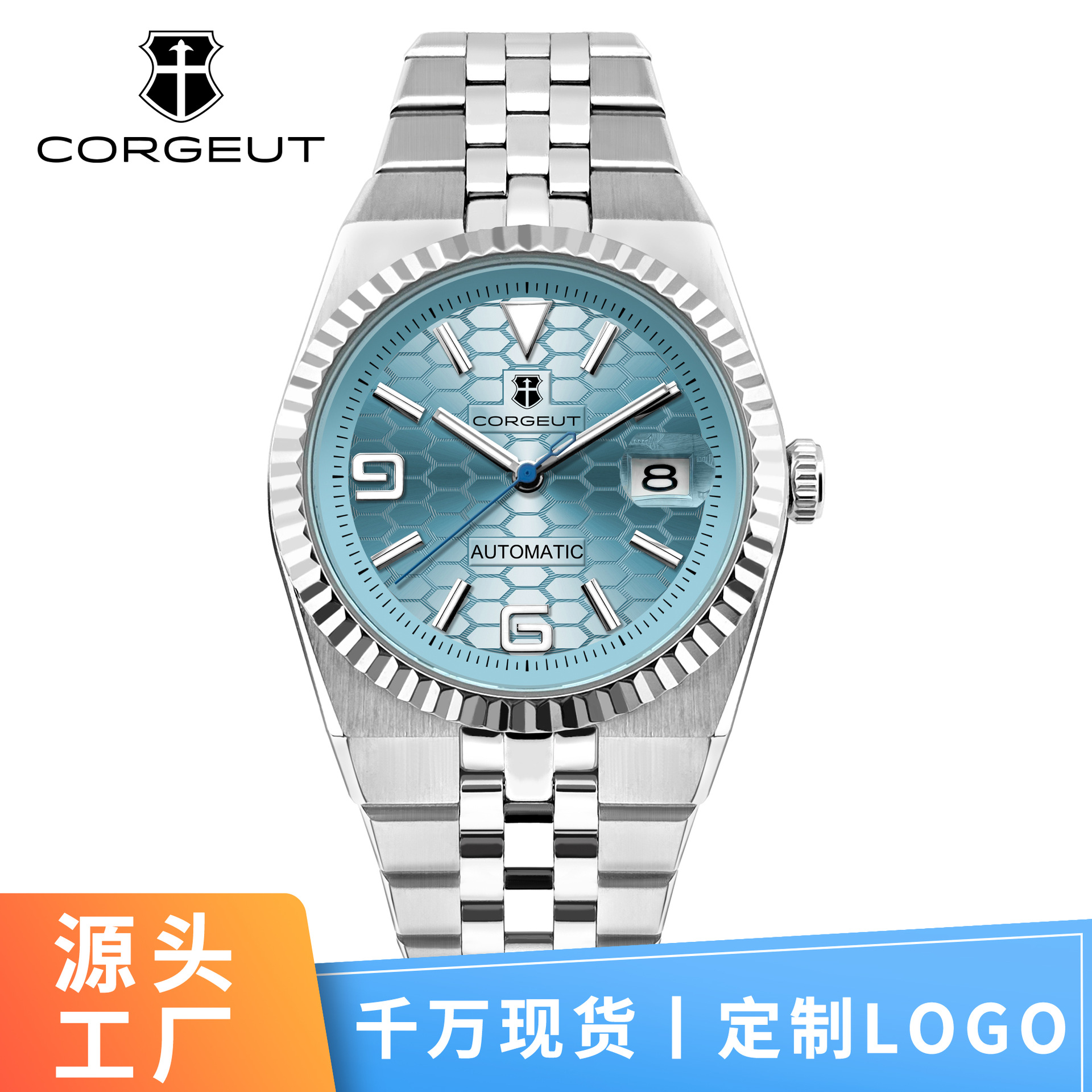 Cross-Border Popular 40mm Waterproof Luminous Land-Based Series Mechanical Movement Date Watch Fully Automatic Mechanical Watch