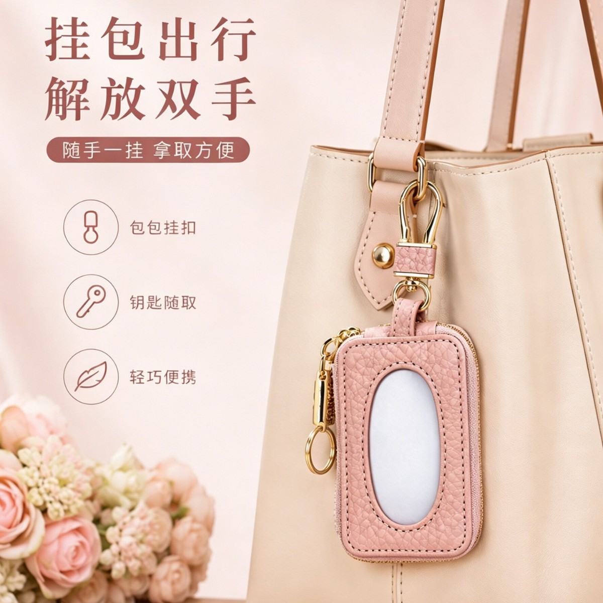 New Style Women's Simple Car Key Bag, Universal Key Bag, Genuine Leather Car Key Bag, Mini Key Storage Bag for Men