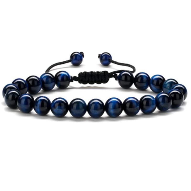 Amazon Venta caliente 8mm Tigre ojo piedra volcánica pulsera energía lava piedra tejida pulsera de pareja ajustable