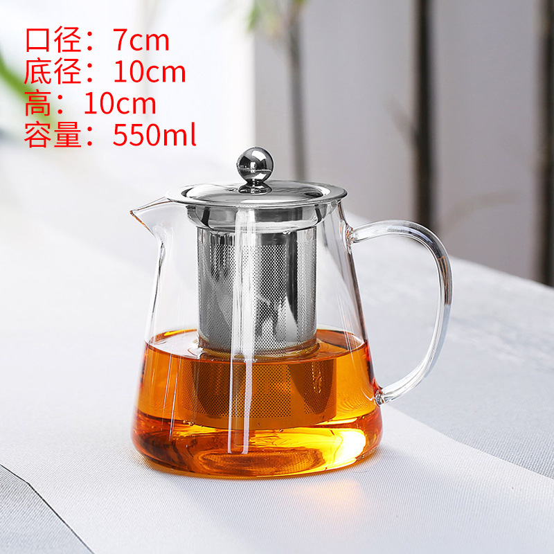 Tetera de vidrio juego de té de filtro de acero inoxidable tetera de vidrio de borosilicato recta olla de fugas de acero de gran capacidad olla Triángulo