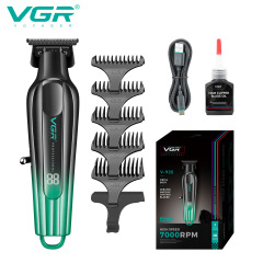 VGR935国境を越えた新型金属電気バリカン液晶表示男性電動充電グラデーション色彫刻理髪器