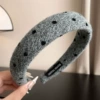 19 polka dot gray plush headband