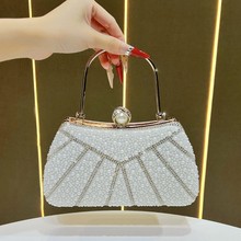跨境新款奢华珍珠晚宴包手提女包斜挎包名媛婚礼旗袍宴会包手拿包