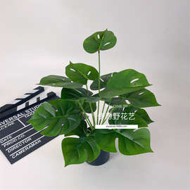 龟背叶仿真绿植软装假花仿真花盆栽造景北欧风家居装饰摆设龟背竹