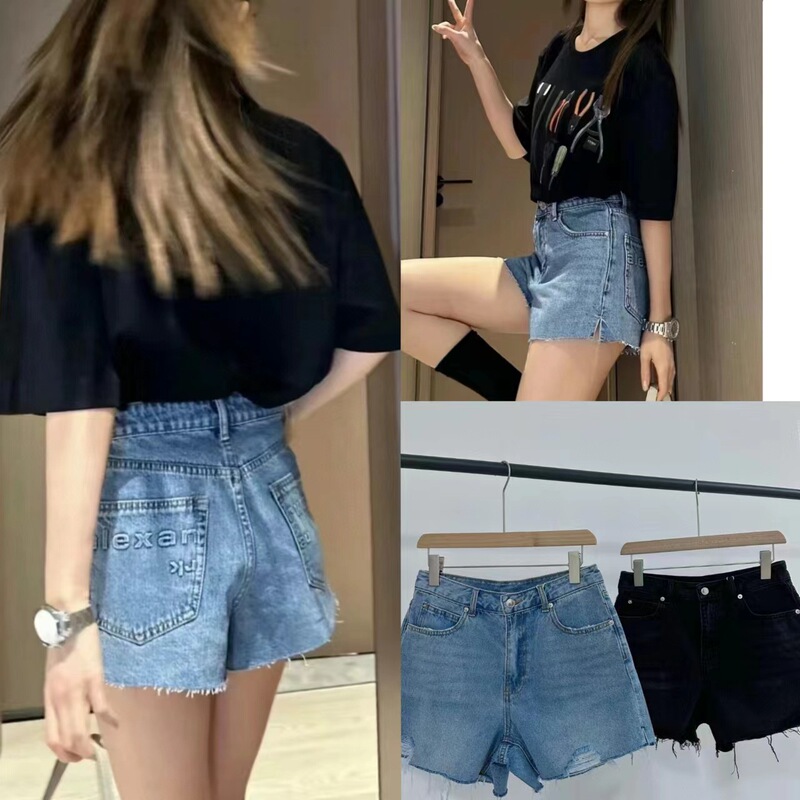 Now Available: Wangjia 2026 Slim-Fit Frayed Denim Ultra-Short Shorts for Women, Summer High-Waisted, Hip-Hugging, Peach-Hip Hot Pants, Organic Cotton
