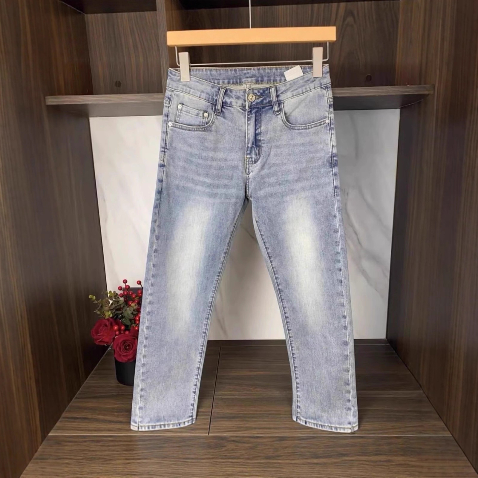 跨境品质DG杜嘉新款弹力牛仔裤男士时尚休闲直筒长裤