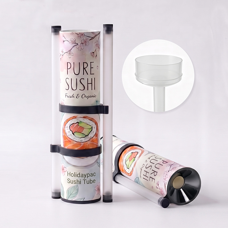 Tubo de Papel Empujable para Sushi de Cartón Blanco de Grado Alimenticio para Envase de Alimentos