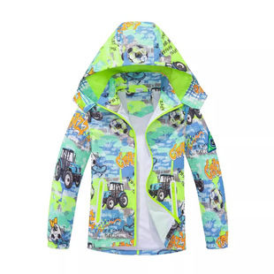 Men's and Children's Outdoor Waterproof Jacket Breathable Coat Hood-off Zipper Shirt Rusk Coat Coat with Compass Reflective Strip