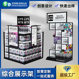 美妆金属设计定制展示柜 360度端头商品展示各种样式组合展示柜