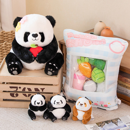 Giant Panda Plush Toy, National Treasure Fat Bear, Soft Plush Toy, Internet Celebrity Hua Hua Same Style Doll, Gift, Bamboo Snack Bag