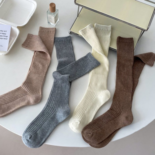 Autumn and winter Maillard thick line sweat-absorbent calf socks niche design American Japanese vintage stockings knee socks