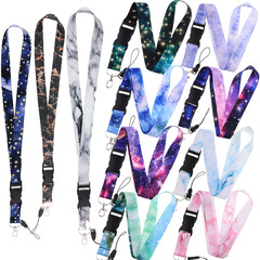 浩瀚星空大理石手機掛繩 帶扣款鑰匙u盤吊墜掛件校牌卡套掛繩