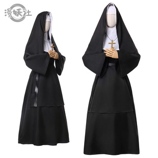 现货THE NUN 鬼修女 cos服装 舞台表演 万圣节 大码修女服-阿里巴巴