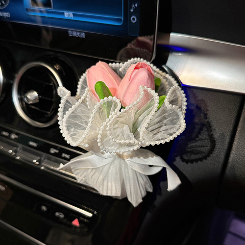 Car air freshener, car air vent perfume, popular creative tulip bouquet, car interior decoration accessory, deodorizing ornament