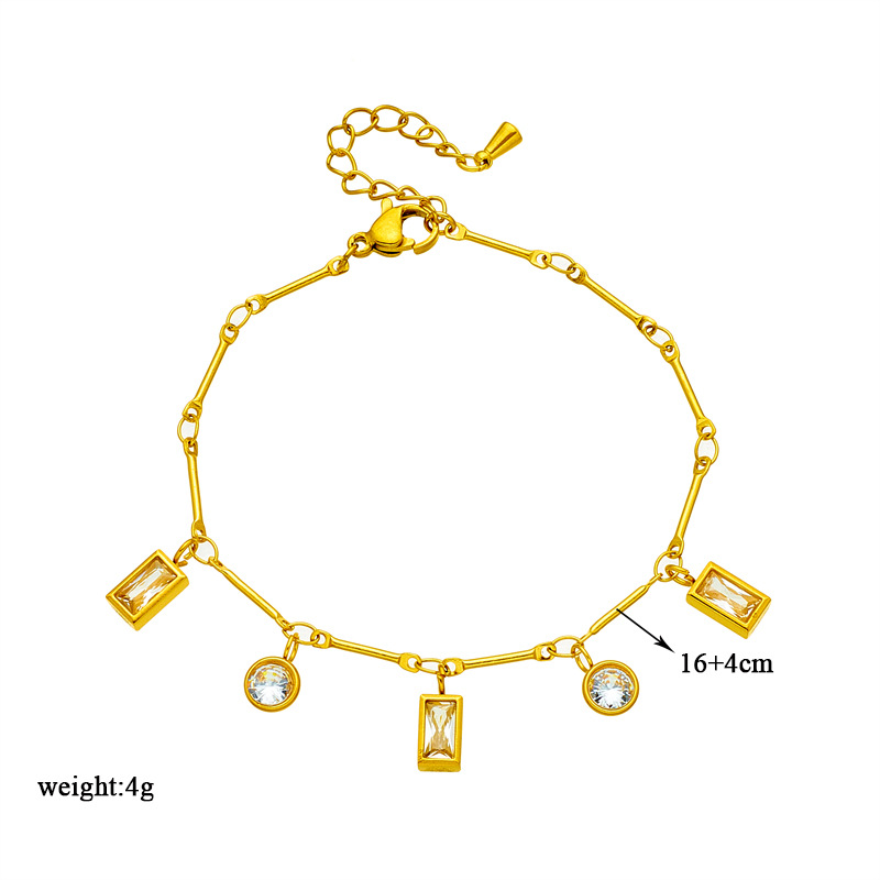 Daily Occasion Titanium Steel Material Elegant Simple Style Korean Style Geometric Titanium Steel Plating Inlay Zircon Bracelets