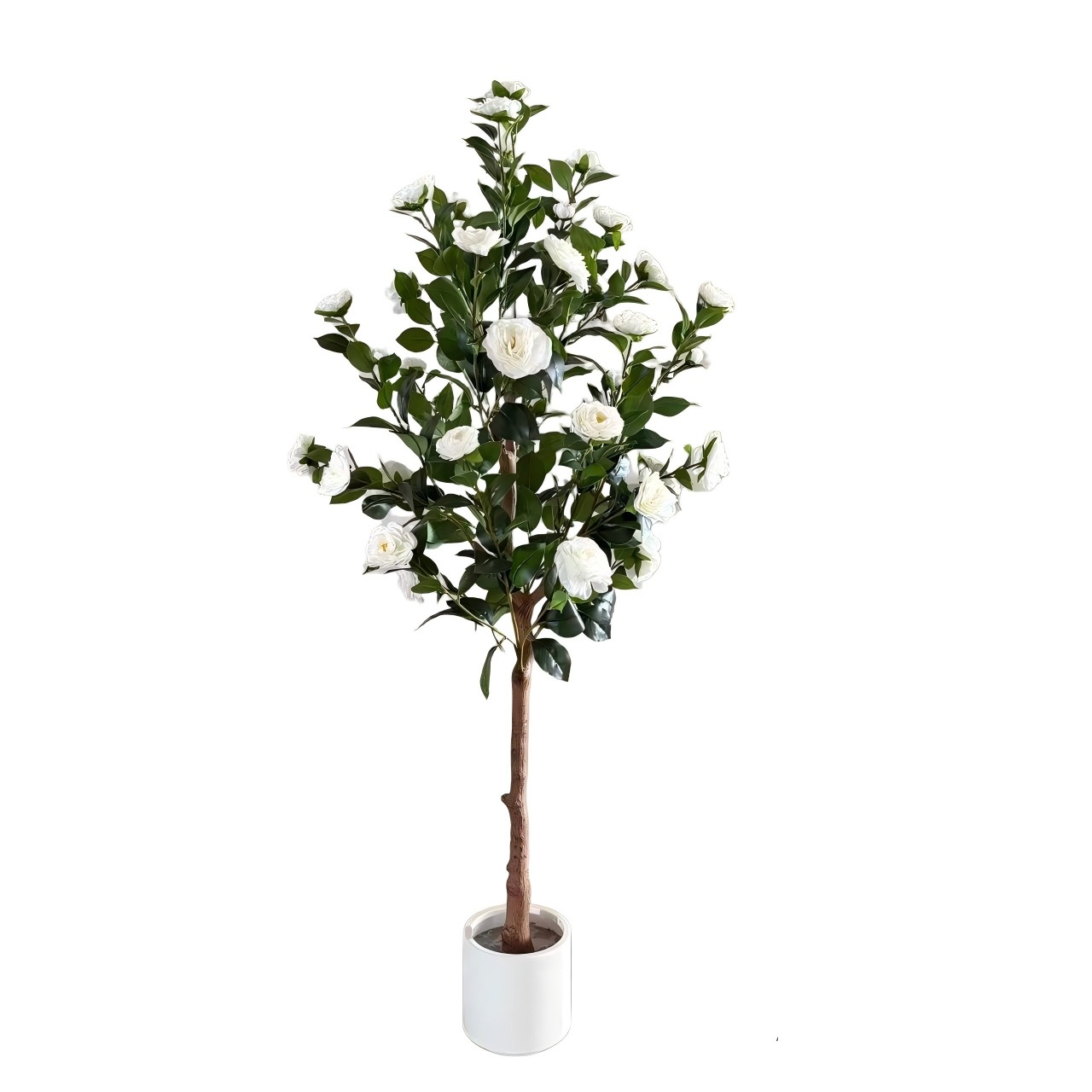 Desmontaje transfronterizo de camélia árbol de simulación de flores verde camélia maceta árbol falso sala de estar plantación biónica de plantas verdes flores falsas