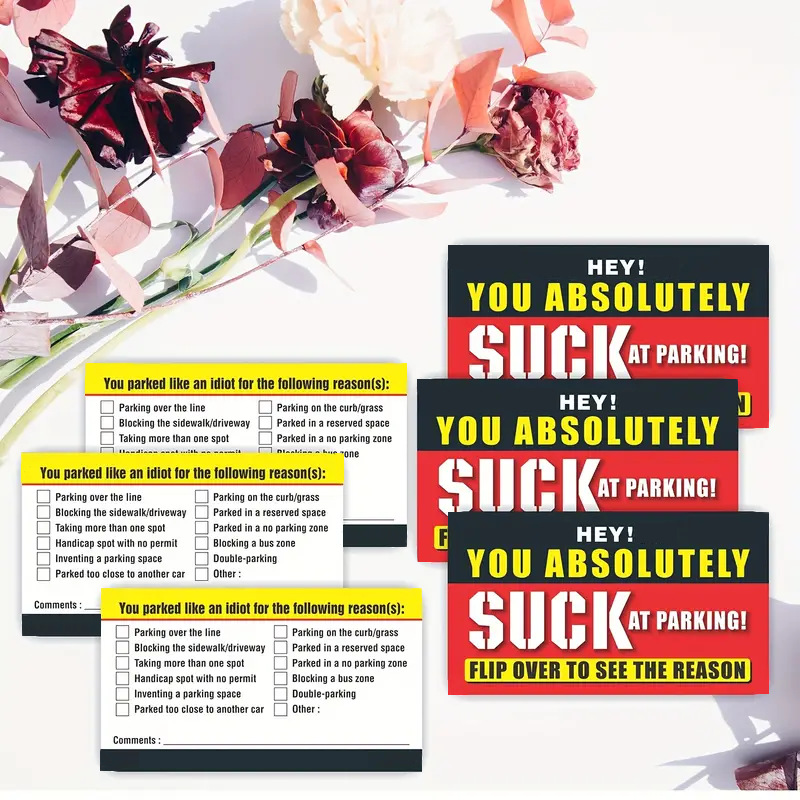 50张 糟糕的停车卡你就像个白痴一样停在那里,因为可笑的停车违规