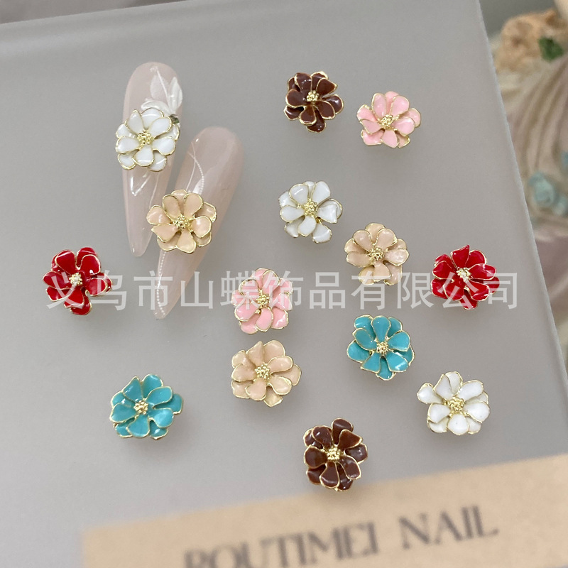 ネイルアクセサリー新型花立体金辺五弁花高級シンプル二重花流行型爪装飾|undefined