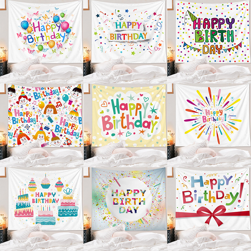 Happy Birthday Background Cloth Party Decoration Hanging Ragdoll Cartoon Baby Photo Happy Birthday Decoration Fabric