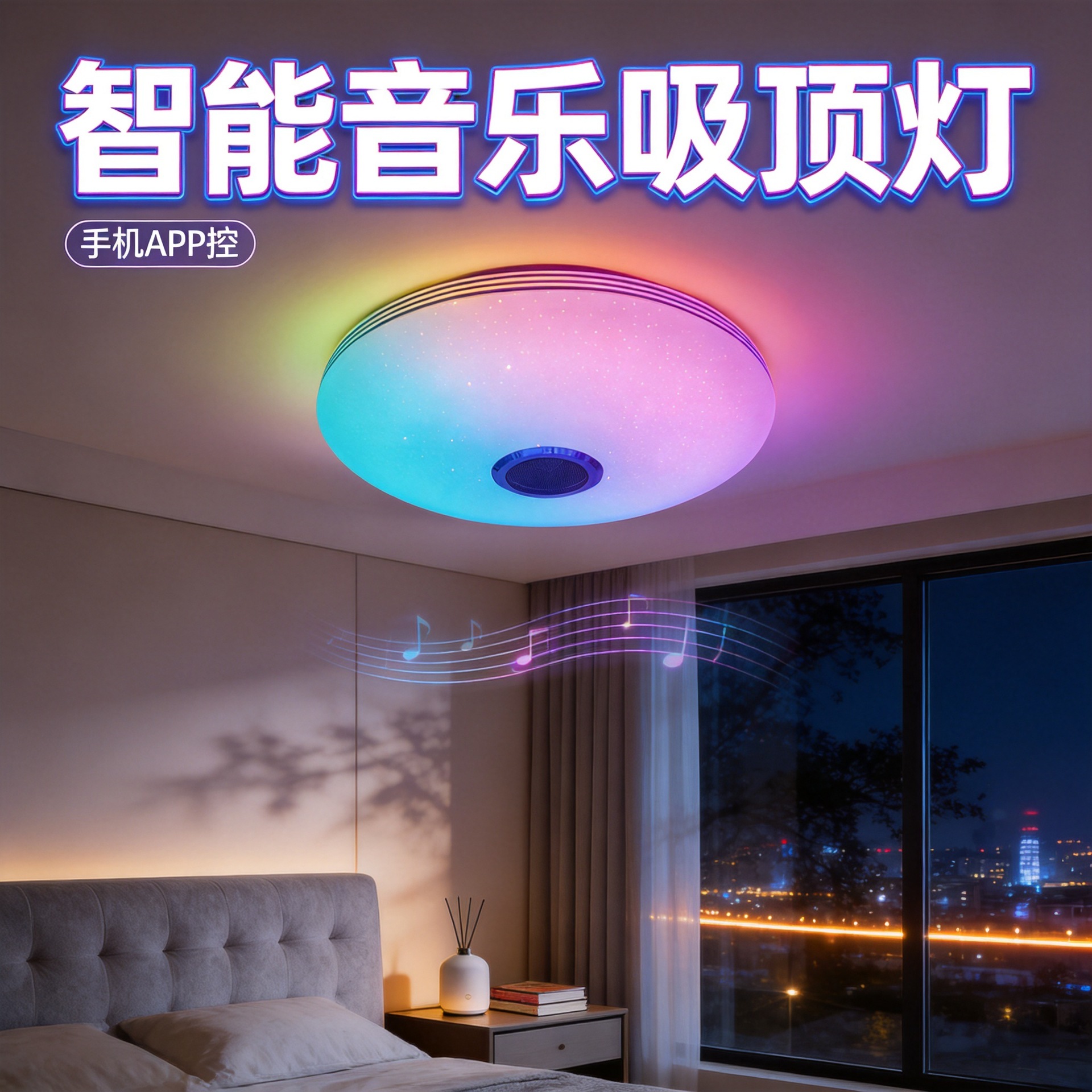 Inteligente Bluetooth luz de techo Amazon Bluetooth música luz de techo 100W LED inteligente Bluetooth luz de techo 108