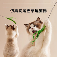 新型の猫のおもちゃの犬の尾の草の羽は猫の棒の超長さをからかいます。