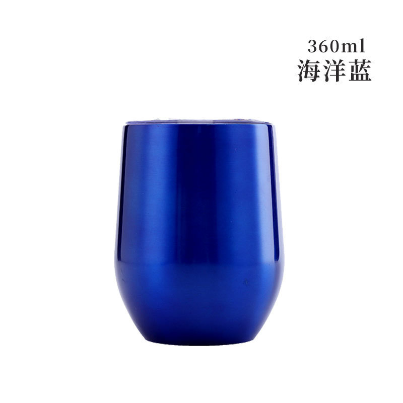 Taza de cáscara de huevo de 12oz transfronteriza regalo de doble capa de acero inoxidable copa de vino tinto taza de vientre grande aislamiento al vacío en forma de U swig pollo