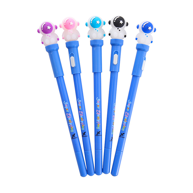 Bolígrafo giratorio con luz Bolígrafo de neutro de astronauta Bolígrafo de agua luminosa de descompresión de estudiantes creativos Bolígrafo de firma de oficina al por mayor